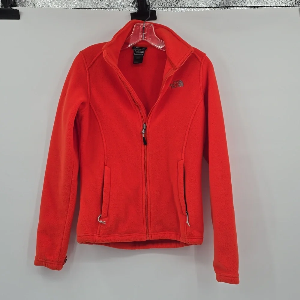 The North Face Orange Full Zip Fleece Jacket Women's Size XS.